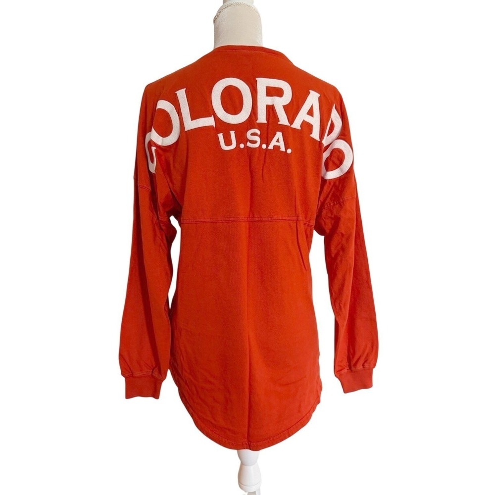 Spirit Jersey Unisex V-neck Colorado Long Sleeve T Shirt Top Orange Casual S